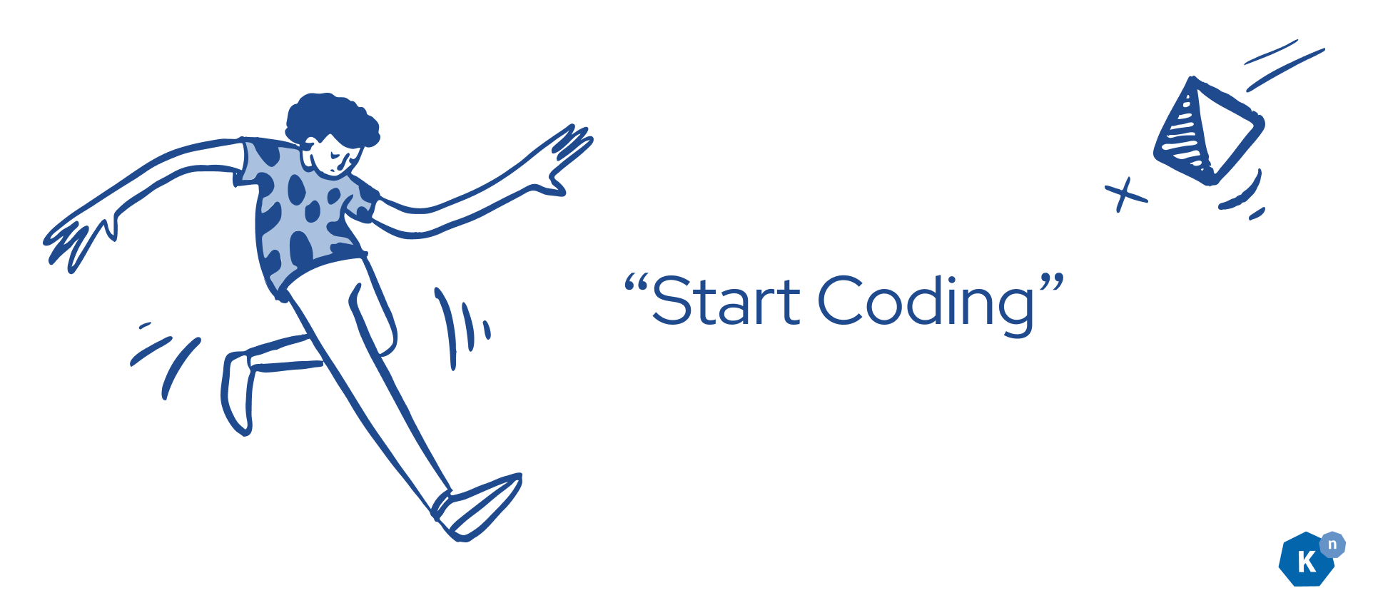 A person running with the words "Start Coding"